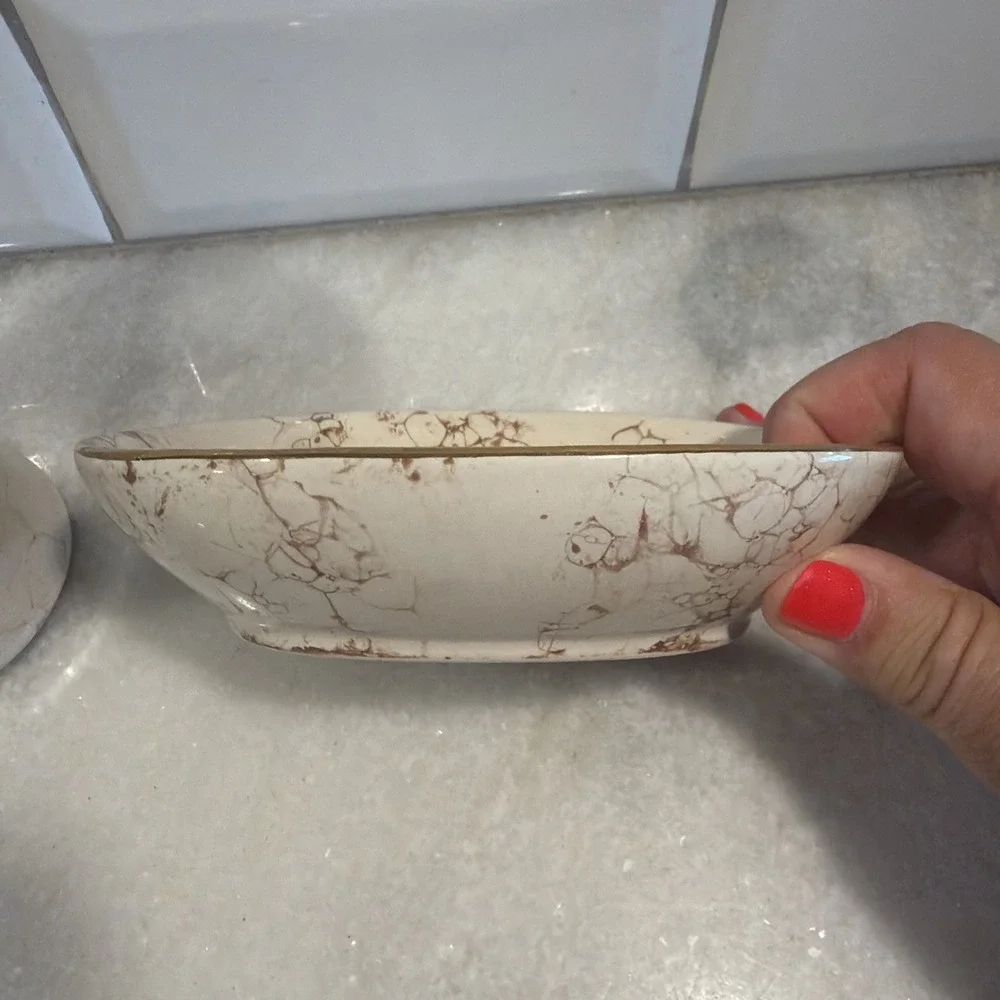 Vintage Collage Ceramic Toothbrush/soap/trinket Dish Bath Set GW992